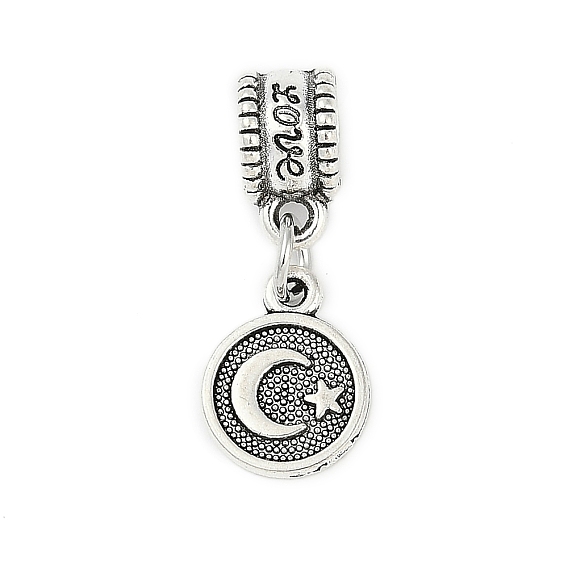 Подвеска из латуни с покрытием из латуни в европейском стиле, плоские круглые с луной большие дырочки подвески, без свинца и без кадмия