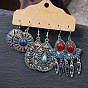 Metal Drop Oil Earrings Set - 3 Pieces Waterdrop Shape Jewelry Accessories