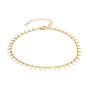 Brass Enamel Anklets, with Curb Chains and Lobster Claw Clasps, White