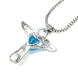 Cubic Zirconia Fairy with Heart Pendant Necklace with Box Chains, Platinum Zinc Alloy Jewelry for Women