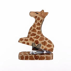 Wooden Office Stapler, Spring Powered Desktop Stapler, Giraffe