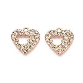 Alloy Crystal Rhinestone Pendants, Heart Charms