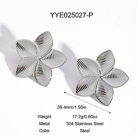 Серьги-гвоздики из нержавеющей стали в виде цветка для женщин, цвет нержавеющей стали