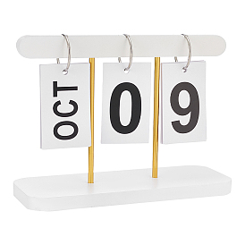 Rectangle Iron & Wooden Perpetual Desk Calendar, Home Office Decorations