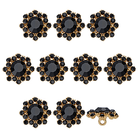 10шт. 1-отверстие для кнопок из сплава стекла, цветок, золотые