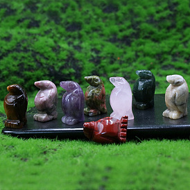Natural jade carving semi-precious stone 1 inch animal ornament little penguin multi-color crystal agate decorative crafts