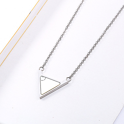 Ожерелья с подвеской в виде перевернутого треугольника из нержавеющей стали и синтетического говлита для женщин