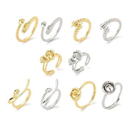 Латунный колышек для установки открытого манжетного кольца, для полуполых бусин 