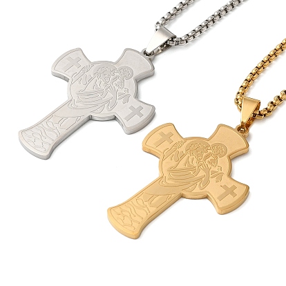 Крест Святого Кристофера 201 ожерелья-подвески из нержавеющей стали для женщин и мужчин