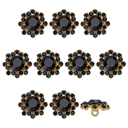 10шт. 1-отверстие для кнопок из сплава стекла, цветок, золотые