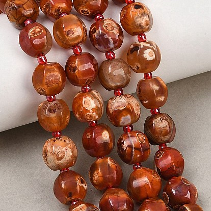 Природные пожары треск агат бисер нитей, окрашенная и подогревом, в форме инжира, с бисером