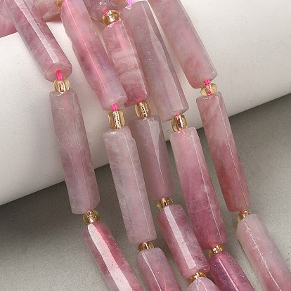 Природного розового кварца нитей бисера, граненые, колонка, с бисером