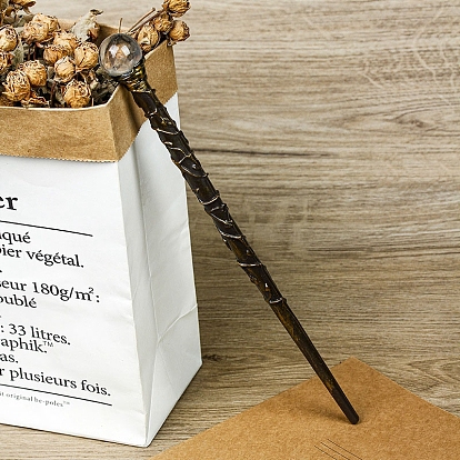Baguette magique de pierres précieuses naturelles, baguette magique de cosplay, avec une baguette en bois, pour les sorcières et les sorciers