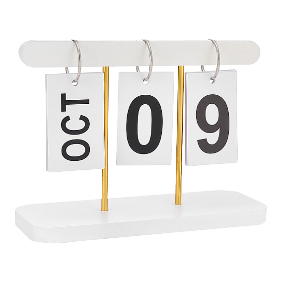 Rectangle Iron & Wooden Perpetual Desk Calendar, Home Office Decorations