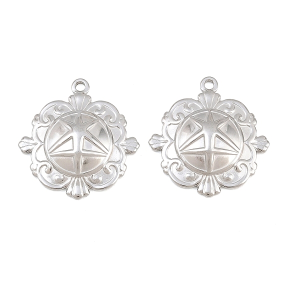 304 Stainless Steel Pendants, Flower with Star Charms