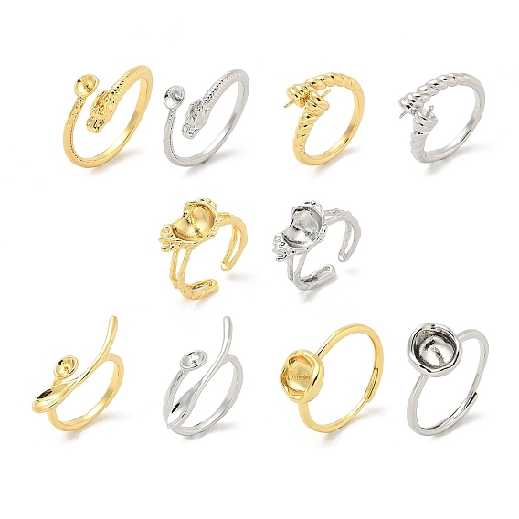 Латунный колышек для установки открытого манжетного кольца, для полуполых бусин 