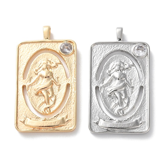 Латунные микро проложить кубического циркония подвески, без кадмия, без никеля и без свинца, прямоугольник амулеты