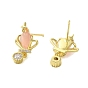 Brass Micro Pave Cubic Zirconia Earrings for Women, with Cat Eye