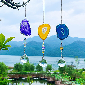 Agate & Crystal Glass Sun Catcher Pendant, Rainbow Maker, DIY Garden & Home Decoration