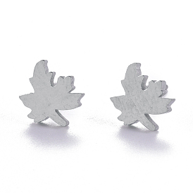 Autumn Theme Unisex 304 Stainless Steel Stud Earrings, Maple Leaf