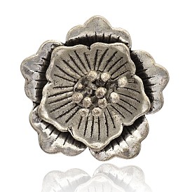 Тибетском стиле сплава цветочные кулоны, 38x38x13 мм, отверстие : 4 мм