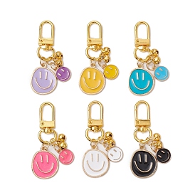 6 шт 6 цвета улыбающееся лицо сплав эмаль подвеска украшение, Поворотные застежки-брелки для украшения сумок