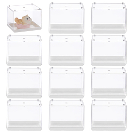 12Pcs Rectangle Transparent Acrylic Minifigures Display Case with White Lid, for Models, Building Blocks, Doll Display Holders