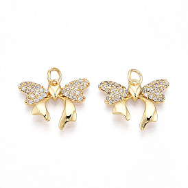 Латунные микро проложить кубического циркония подвески, без кадмия и без свинца, бантом, с целью перехода в кольце