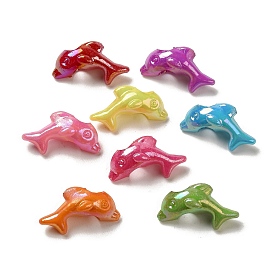 Plating Opaque Acrylic Beads, AB Color, Dolphin