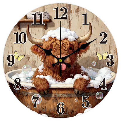 Настенные часы с принтом из мдф, для дома гостиная спальня украшение, плоско-круглые