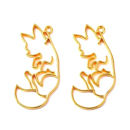 Сплав открытая задняя рамка большие подвески, DIY аксессуары для изготовления ювелирных изделий, для diy уф смолы, эпоксидная смола, форма лисы