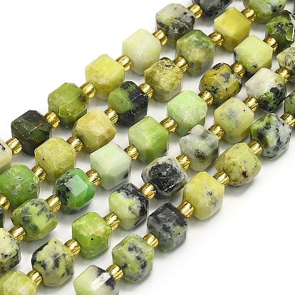 Бусы из натурального хризопраза, граненые, кубические