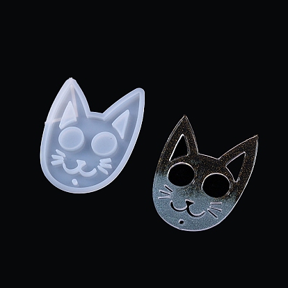 Food Grade Cat Head DIY Silicone Pendant Molds, Decoration Making, Resin Casting Molds, For UV Resin, Epoxy Resin Jewelry Making