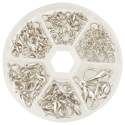 1 сплав цинковый ящик когтя омара застежками и железо прыжок выводы кольца ювелирные, Застежки: застежки: 10~20.5x6~13x3.5~5.5 мм, отверстие : 1~2 мм, кольца прыжок: 6x0.8 мм