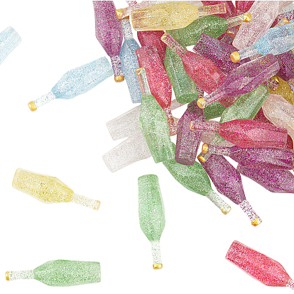 60шт 6 цвета фиктивный флакон прозрачная смола кабошон, с блеском порошок