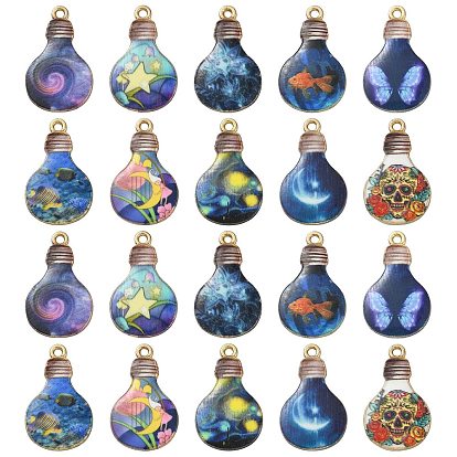 30шт 10 стили подвески из сплава с принтом, без кадмия, без никеля и без свинца, лампа