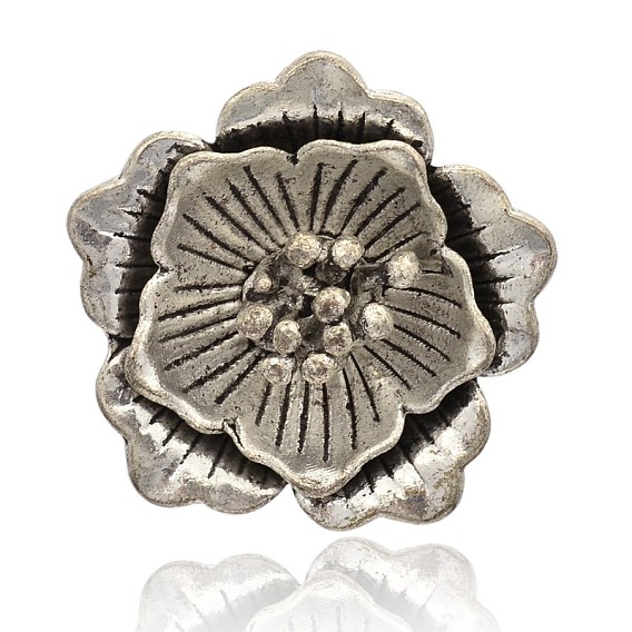 Тибетском стиле сплава цветочные кулоны, 38x38x13 мм, отверстие : 4 мм