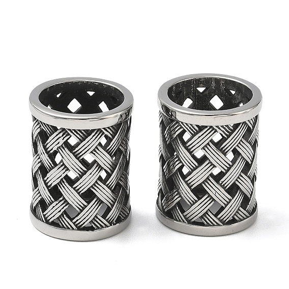 304 Stainless Steel Beads, Large Hole Beads, Woven Column