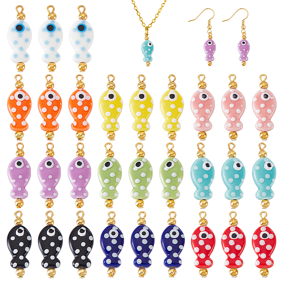 Фарфора ручной работы подвески, с железной фурнитурой, рыба