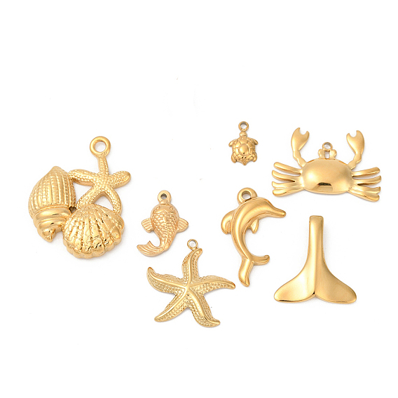 304 подвески из нержавеющей стали, ионное покрытие (ip), реальное золото 14 тыс., амулеты с морскими животными