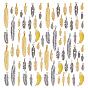 80 pcs 16 styles pendentifs en alliage de style tibétain, charmes de plumes