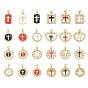 Religion Cross Brass Micro Pave Clear Cubic Zirconia Pendants, with Enamel, Lead Free & Cadmium Free, Long-Lasting Plated, Rack Plating, Real 18K Gold Plated