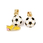 Brass Enamel Pendants, Football Charms, Real 18K Gold Plated