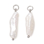 Подвески из натурального барочного жемчуга кеши, подвески-палочки с 304 фурнитурой из нержавеющей стали, белые