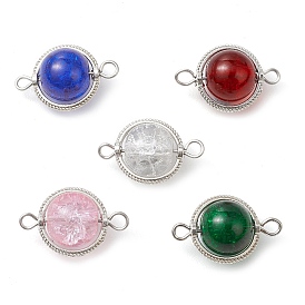 Круглые соединительные подвески из стекла с трещинами, со сплавочной фурнитурой, платина