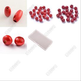 Dyed Natural Wood Beads, Round & Oval, Lead Free