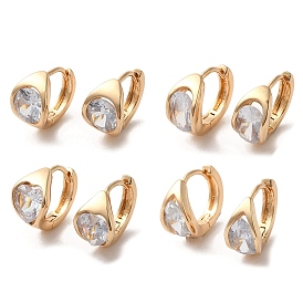 Light Gold Brass Micro Pave Cubic Zirconia Hoop Earrings