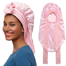 Bonnet en satin avec bandeau pour dormir, Bonnets de sommeil réutilisables et ajustables pour soins capillaires