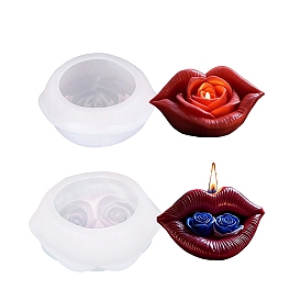 2 Stück 2 Silikonformen für Lippen mit Rosenblüten-Aromatherapiekerzen
