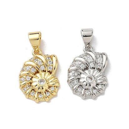 Латунные микропаве прозрачные подвески с фианитом, подвески в форме ракушек, с целью перехода в кольце, стойки покрытие, долговечный, без свинца и без кадмия